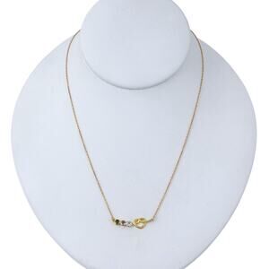 Estate Gold-Tone Sterling Silver 925 Cubic Zirconia Heart Necklace 16"-17.5"